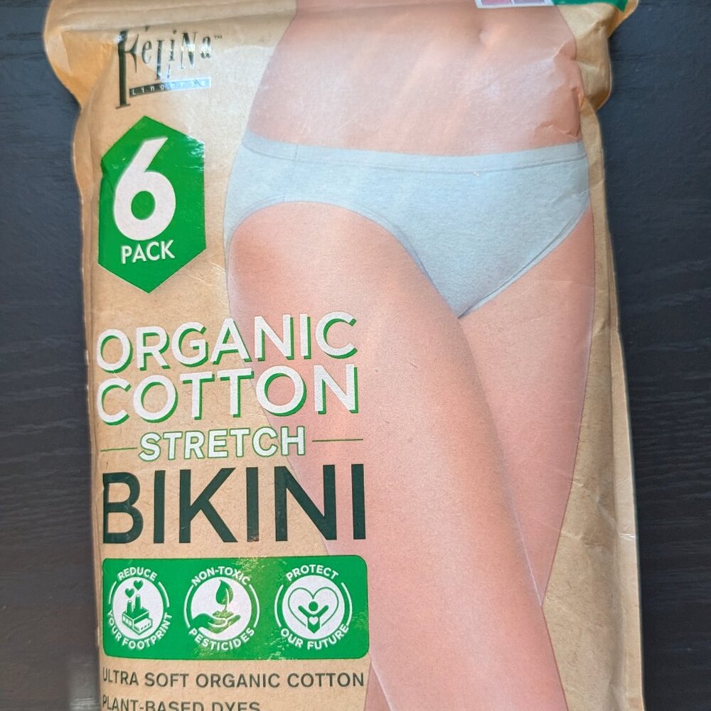 6 pack Felina organic cotton women's bikini underwear, XL, NWT
